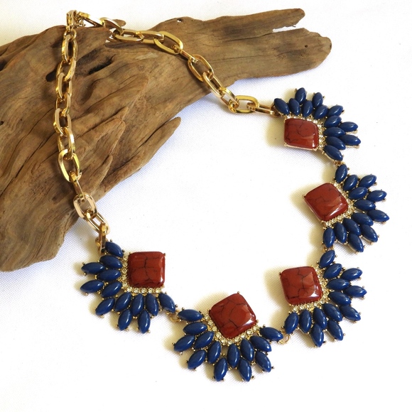 3/$30! Blue & Red Statement Necklace - Picture 2 of 6